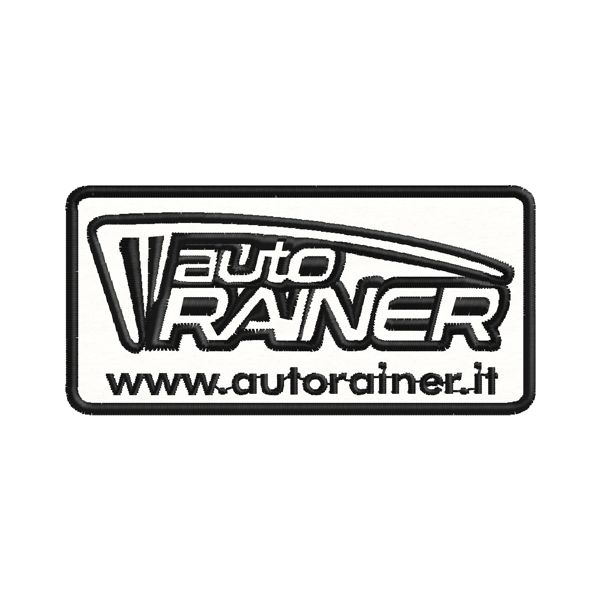 Patch ricamato rettangolare logo AUTO RAINER mm. 80 per 40 di altezza Cod.20180827_A