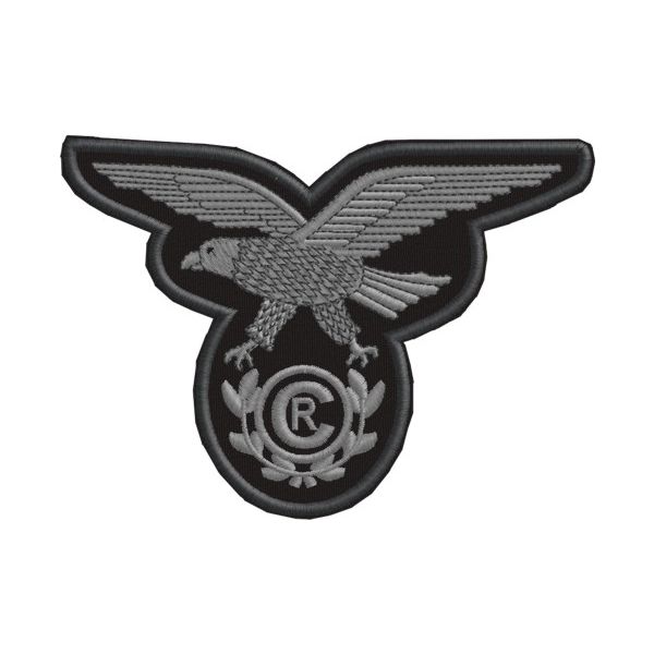 Cod_1303 Fregio ricamato aquila CR  nero-silver  mm. 125x90