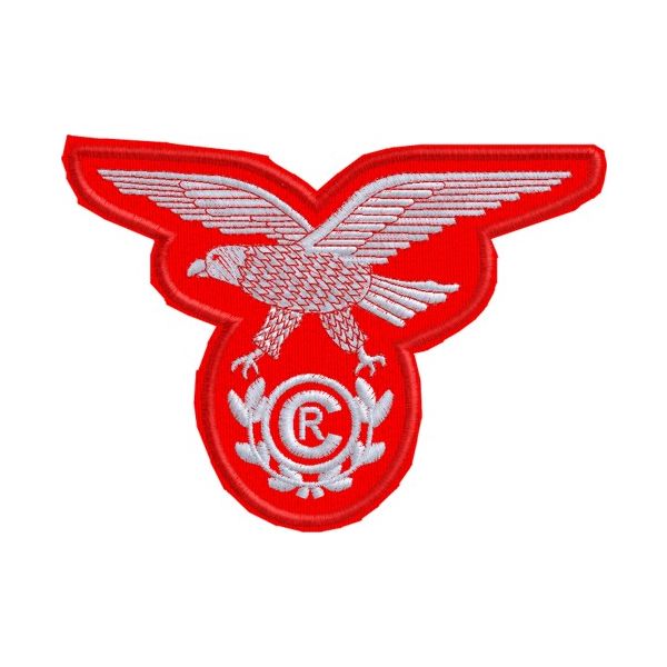 Cod_1304 Fregio  aquila CR su panno rosso-WHITE  mm. 125 x 90