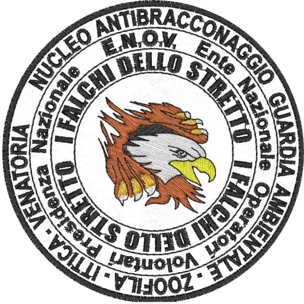 Stemma ufficiale rotondo gruppo antibracconaggio guardia ambientale venatoria E.N.O.V. 