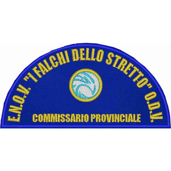 Cod.ENOV2412 Mezzaluna ricamata con incarico "COMMISSARIO PROVINCIALE" su base cm.9 