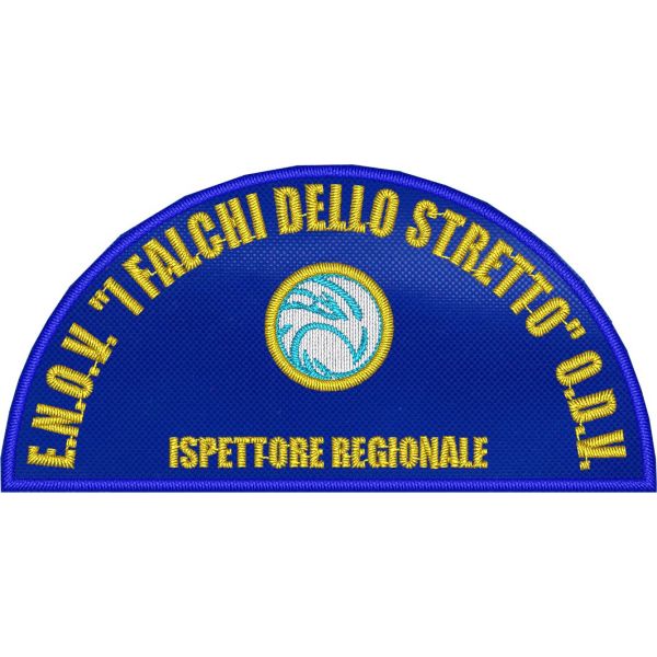 Cod.ENOV2416 Mezzaluna ricamata con incarico "ISPETTORE REGIONALE" su base cm.9 