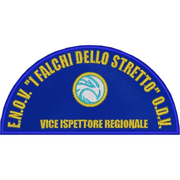 Cod.ENOV2417 Mezzaluna ricamata con incarico "VICE ISPETTORE REGIONALE" su base cm.9 