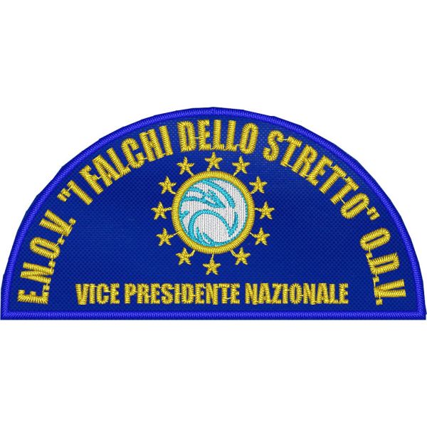 Cod.ENOV2419 Mezzaluna ricamata con incarico "VICE PRESIDENTE NAZIONALE" su base cm.9 