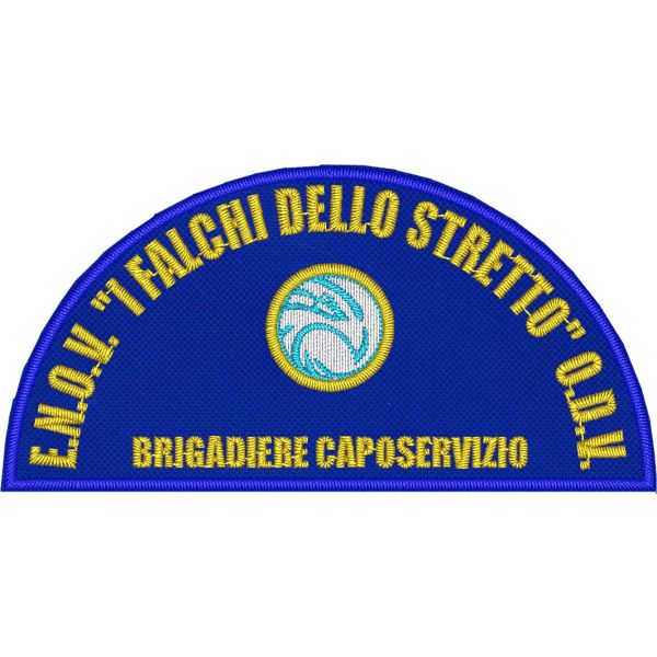 Cod.ENOV2431 Mezzaluna ricamata con incarico "BRIGADIERE CAPOSERVIZIO" su base cm.9 