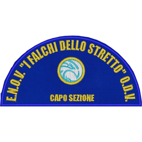 Cod.ENOV2432 Mezzaluna ricamata con incarico "CAPO SEZIONE" su base cm.9 