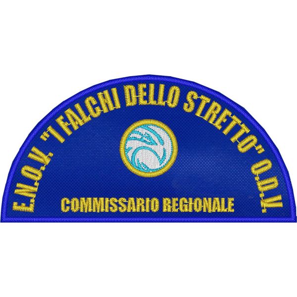 Cod.ENOV2433 Mezzaluna ricamata con incarico "COMMISSARIO REGIONALE" su base cm.9 