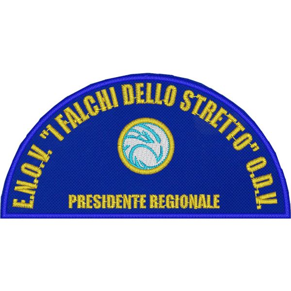 Cod.ENOV2436 Mezzaluna ricamata con incarico "PRESIDENTE REGIONALE" su base cm.9 