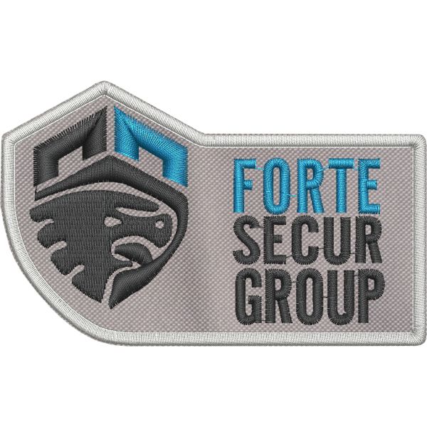 Patch ricamato su sagoma cm. 10x7 su base grigia FORTE SECUR GROUP