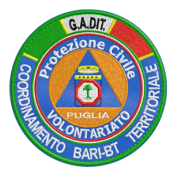 Patch G.A.DIT. diam.8,5 cm VOLONTARIATO PROT.CIVILE COORDINAMENTO BARI-BT TERRITORIALE Cod.GAD3335