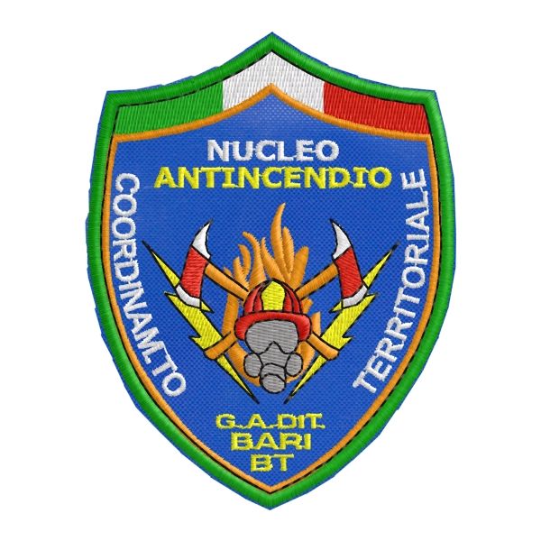 Patch ricamato NUCLEO ANTINCENDIO COORDINAMENTO BARI-BT TERRITORIALE Cod.GAD3336