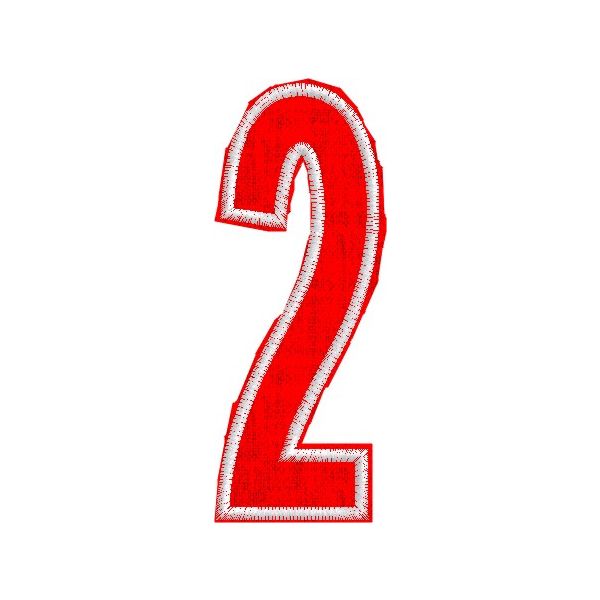 Iniziale ricamata  Numero "2" Tg.+