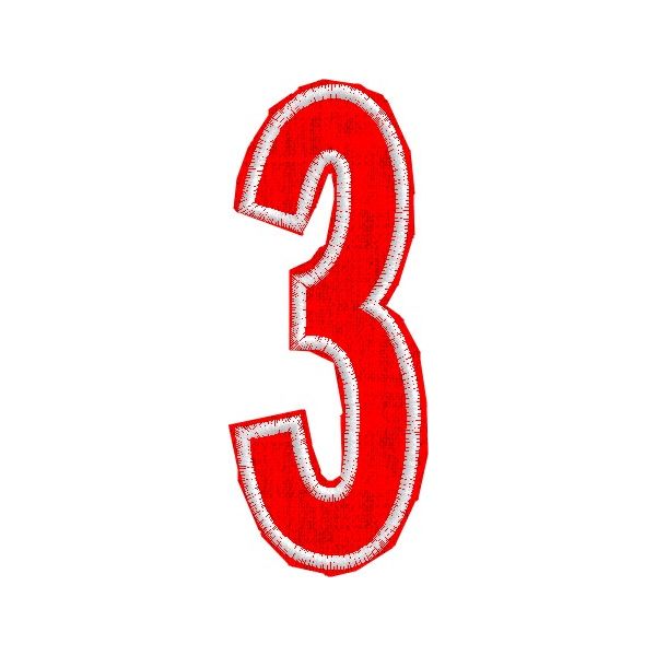 Iniziale ricamata  Numero "3" Tg.+