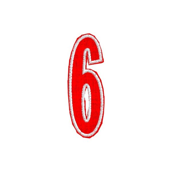 Iniziale ricamata  Numero "6" Tg.+