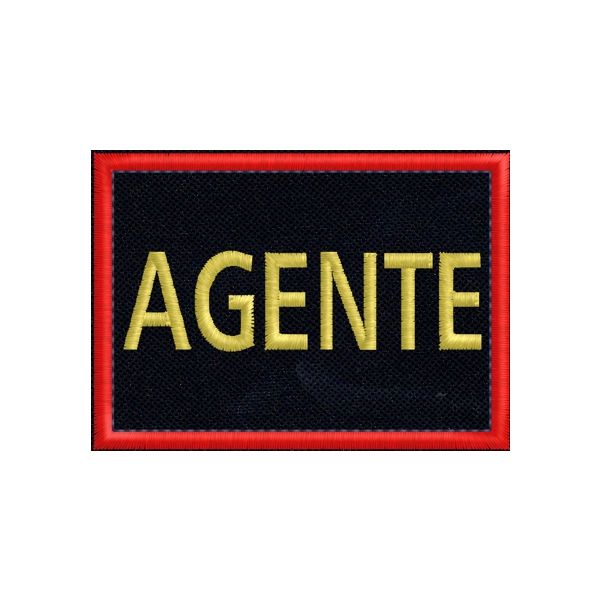 Patch rett. ricamato dicitura AGENTE con filo dorato su fondo blu navy cm. 7 x 5 cod.SASS19010