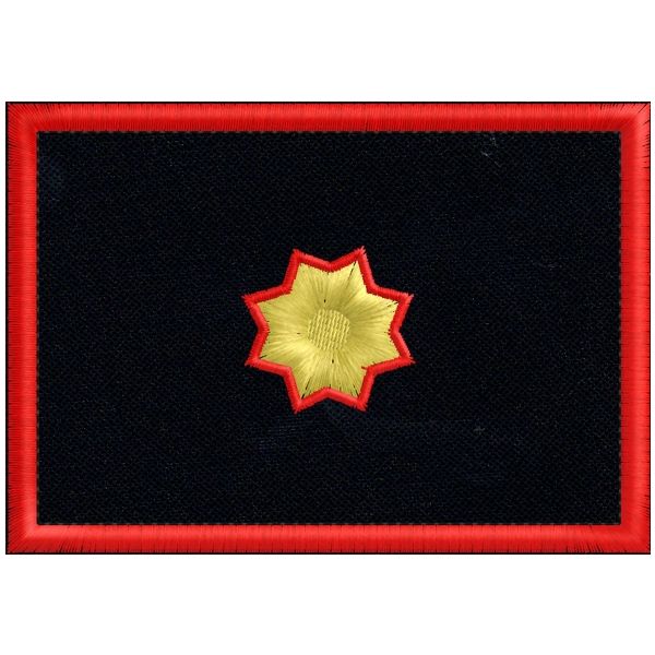 Patch rett. ricamato 1 stella dorata GRADO SOTTOTENENTE su fondo blu navy cm. 10 x 7 cod.SASS19011