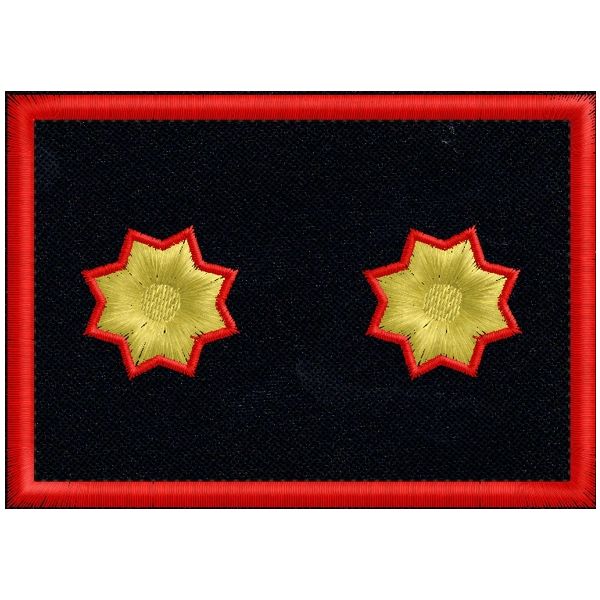 Patch rett. ricamato 2 stelle dorate GRADO TENENTE su fondo blu navy cm. 10 x 7 cod.SASS19012