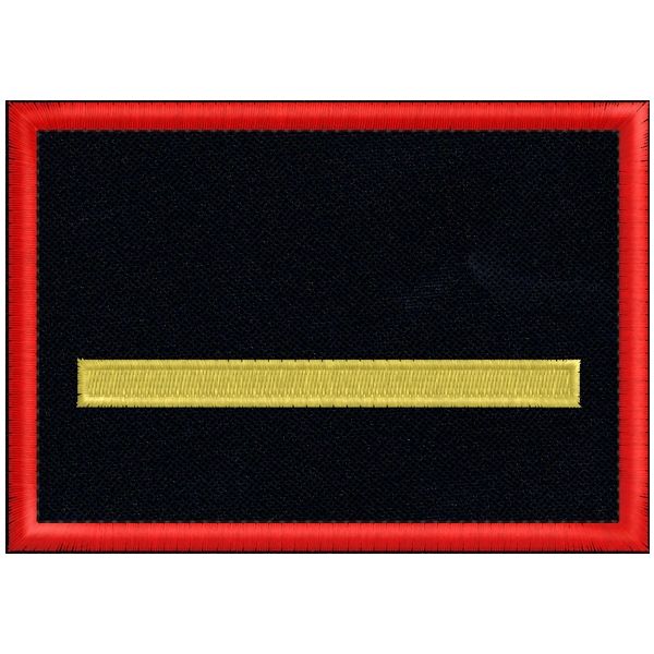 Patch rett. ricamato 1 riga dorata su fondo blu navy cm. 10 x 7 cod.SASS19021