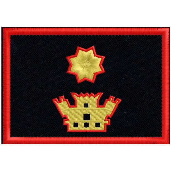Patch rett. ricamato 1 TORRETTA e 1 stella dorata GRADO MAGGIORE su fondo blu navy cm. 10 x 7 cod.SASS19041