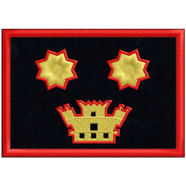 Patch rett. ricamato 1 TORRETTA e 2 stelle dorate GRADO TENENTE COLONNELLO su fondo blu navy cm. 10 x 7 cod.SASS19042