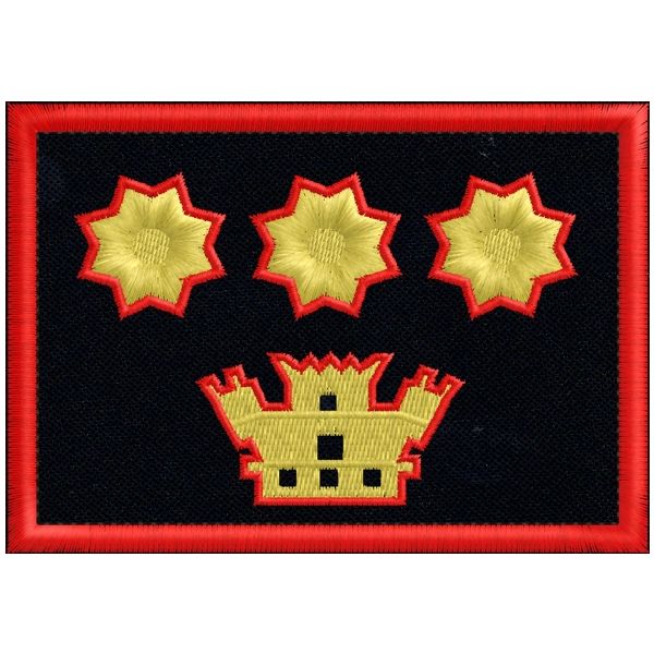 Patch rett. ricamato 1 TORRETTA e 3 stelle dorate GRADO COLONNELLO su fondo blu navy cm. 10 x 7 cod.SASS19043