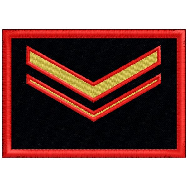 Patch rett. ricamato GRADO VICE BRIGADIERE dorato con bordo rosso su fondo blu navy cm. 10 x 7 cod.SASS19062