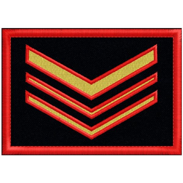Patch rett. ricamato GRADO BRIGADIERE dorato con bordo rosso su fondo blu navy cm. 10 x 7 cod.SASS19063